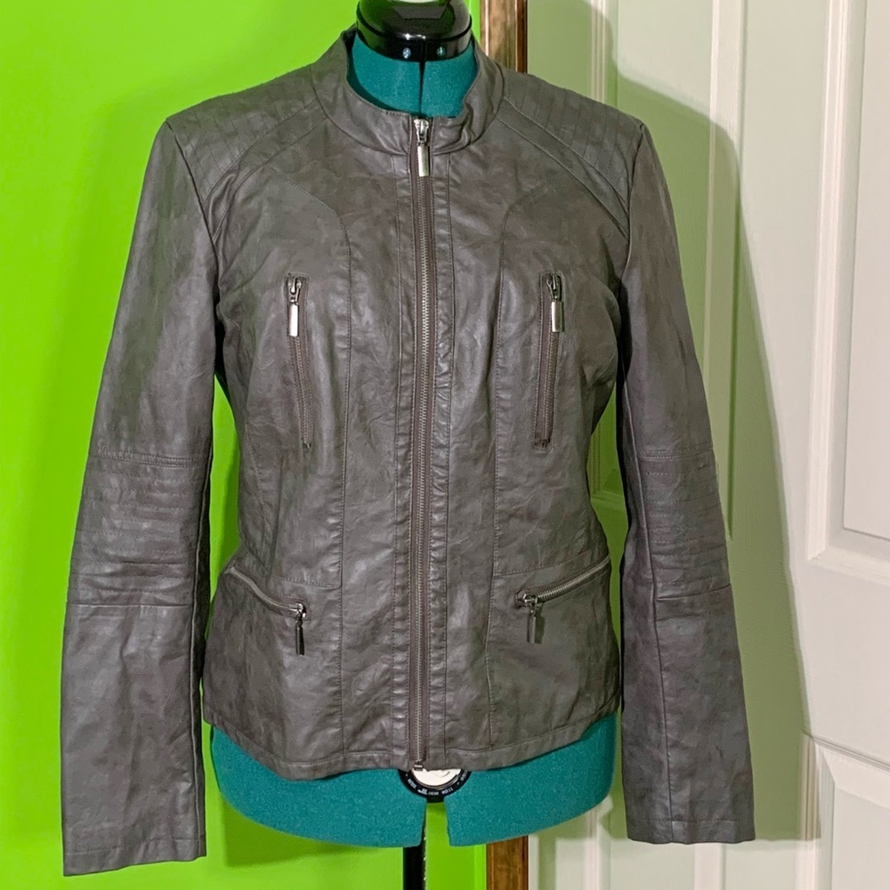 Xhilaration Gray Faux Leather Moto Jacket